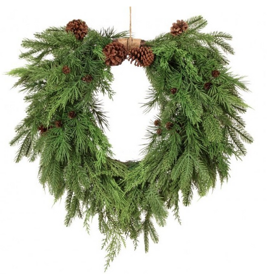 Real Feel Evergreen Heart Wreath