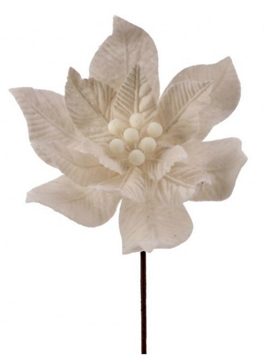 Felt Poinsettia, Ivory