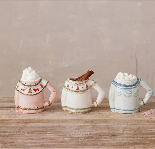 Stoneware Sweater Shaped Mug, 3 Styles