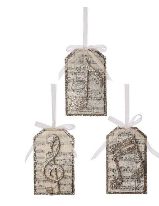 Glitter Music Note Ornament, 3 styles