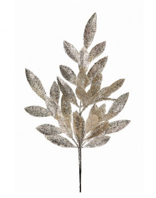 Glitter Bay Leaf Spray