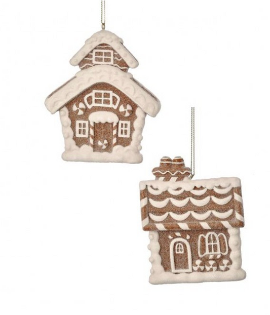 Neutral Gingerbread House Ornament, 2 styles