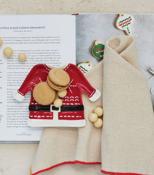 Hand-Painted Ceramic Santa Coat Shaped Plate