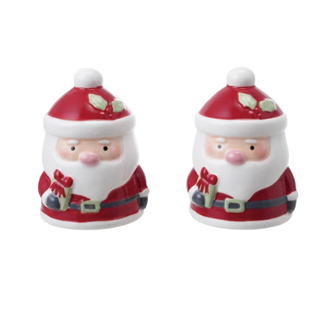 Hand-Painted Ceramic Santa Shaped Salt & Pepper Shakers