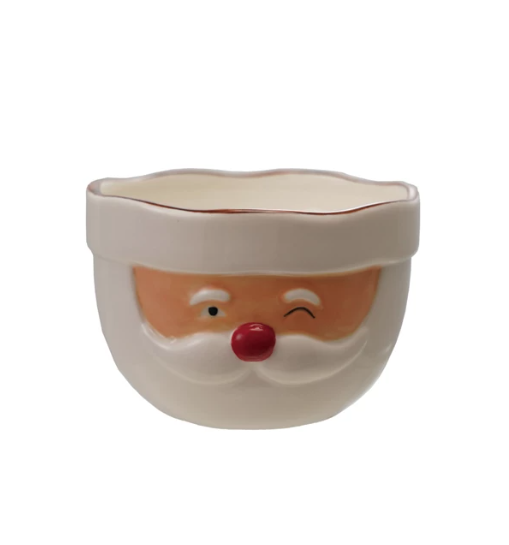 Stoneware Santa Head Shaped Mixing Bowl, Large