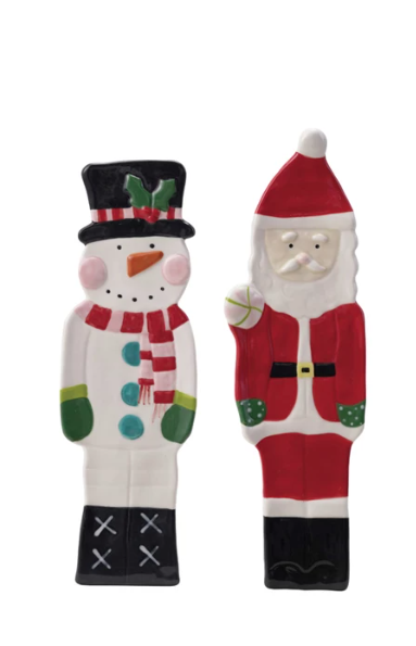Hand-Painted Santa/Snowman Dish, 2 styles