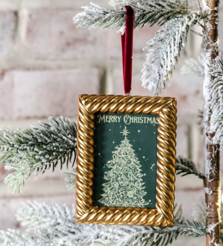 Gold Square Frame Christmas Ornament