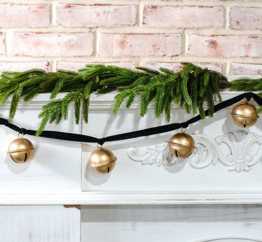 Gold Bell and Green Velvet Garland