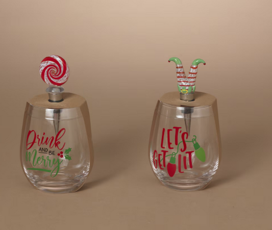Wine Glass w Stopper, 2 styles
