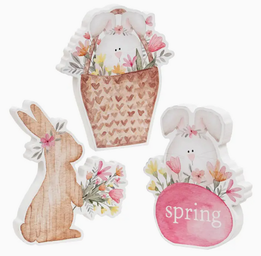 Bunny Basket Chunky Wooden Sitter, 3 styles