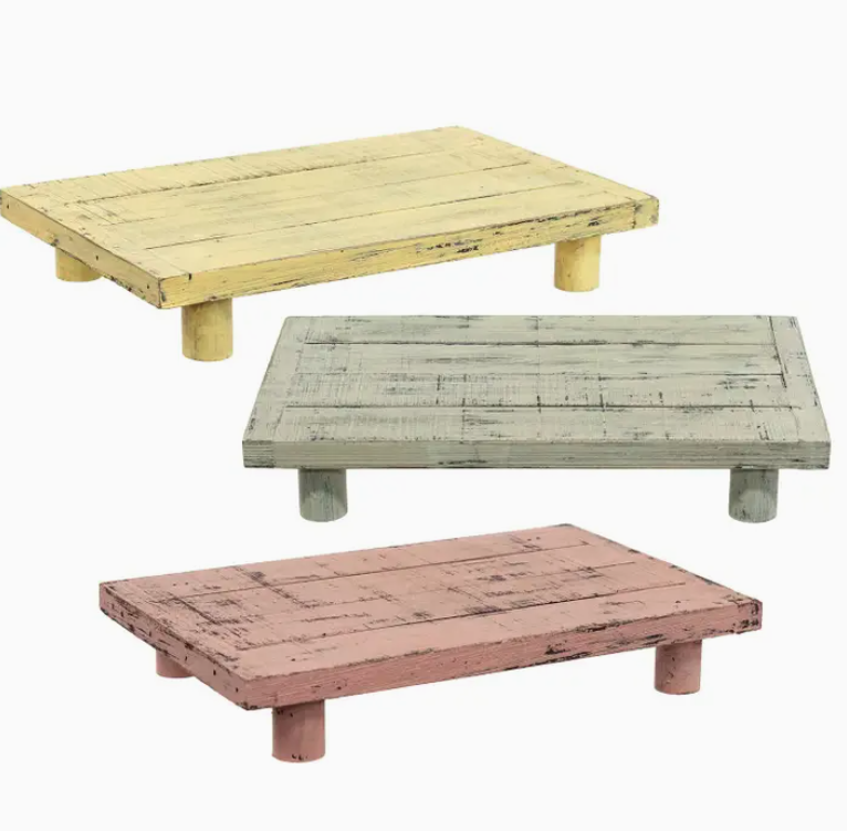 Distressed Pastel Wooden Riser, 3 colors