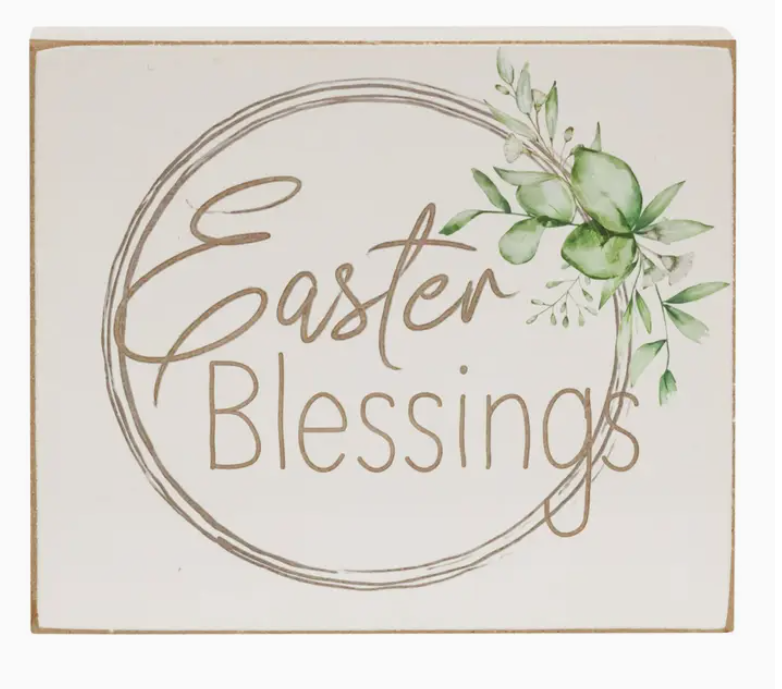 Easter Blessings Wooden Block