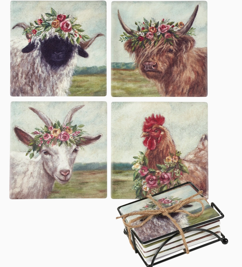 Floral Animal Coaster Set