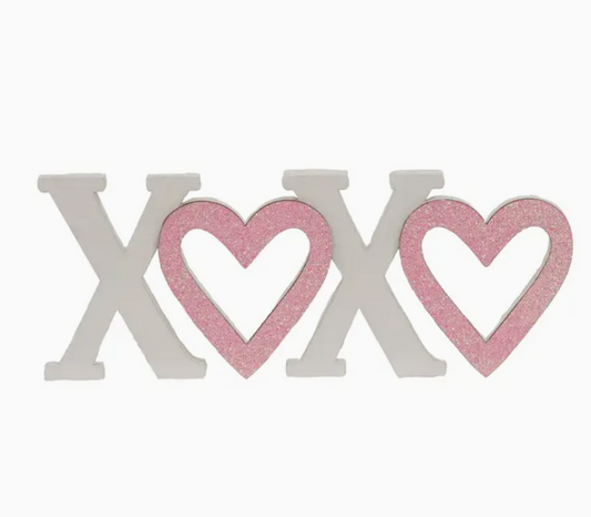 Hearts & Kisses Wooden Cutout Sitter