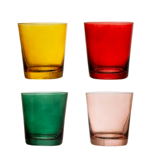 Low Ball Drinking Glass, 4 Colors