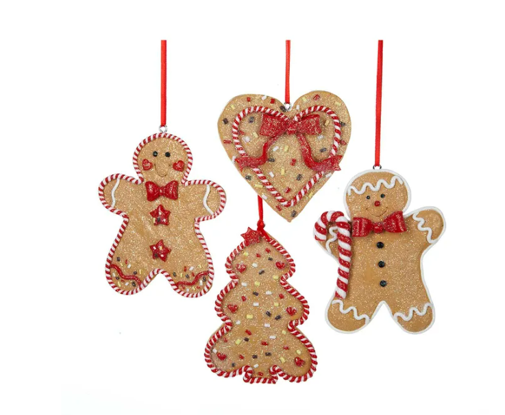 Gingerbread Men, Tree and Heart Ornaments, 4 styles