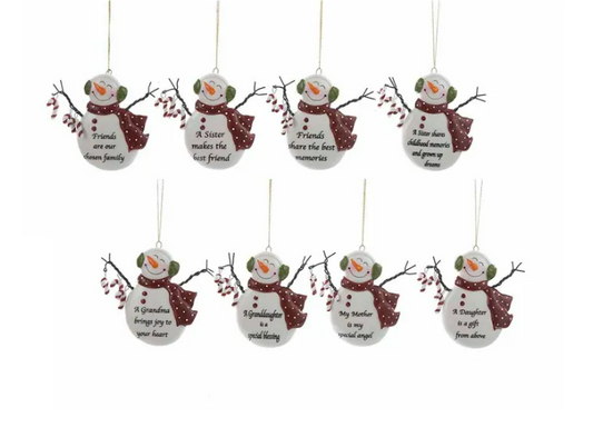 Porcelain Snowman Ornaments, 8 styles