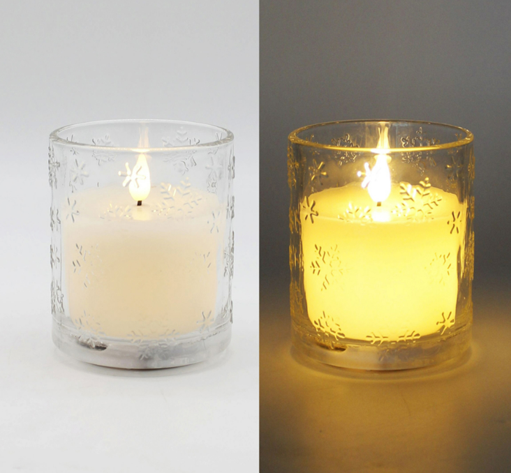 Snowflake Glass Candle, 2 sizes