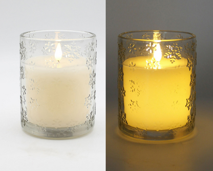 Snowflake Glass Candle, 2 sizes