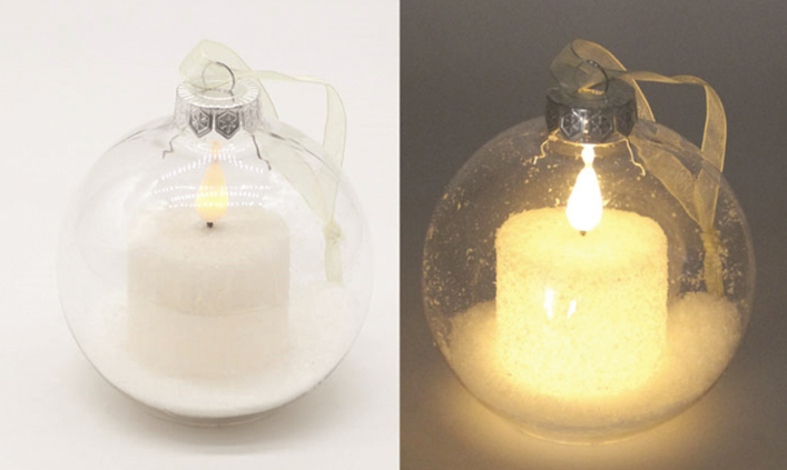 LED Snowy Candle Ornament