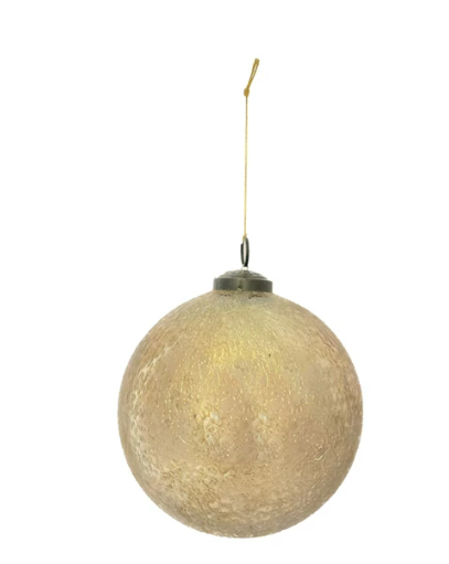 Seeded Glass Ball Ornament, Antique Gold Finish, 2 sizes