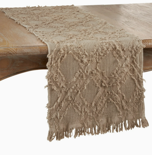 Luna Fringe Table Runner, Natural