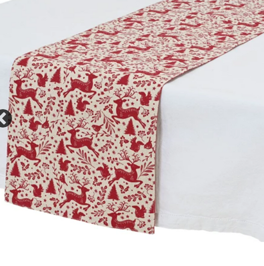 Red and White Deer Table Runner