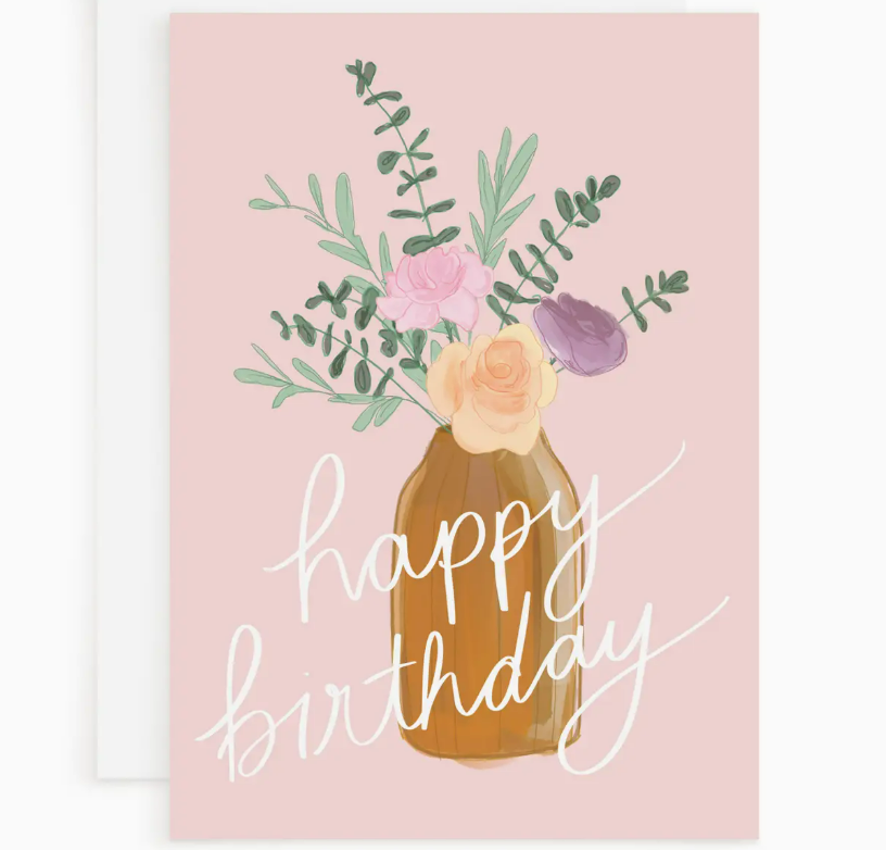 Happy Birthday Flowers Greeting Card