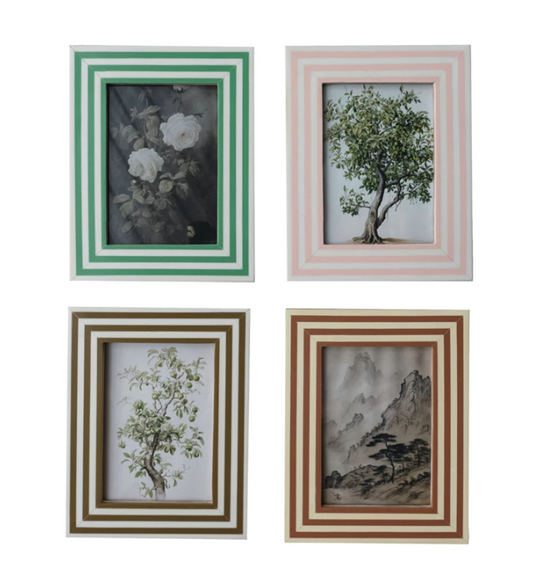 Flora Photo Frame w/ Inlaid Stripes, 4 Colors