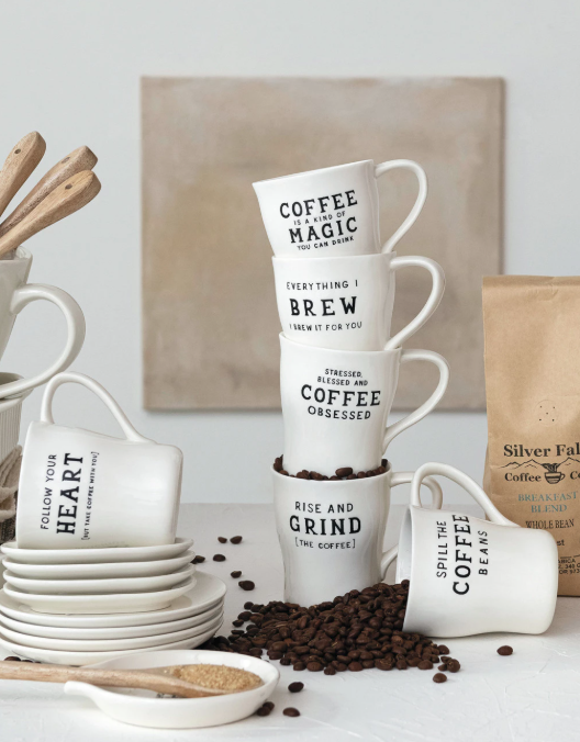 Mug w/ Wax Relief Coffee Saying, 6 Styles