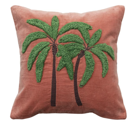 Sunset Villa Palm Tree Pillow