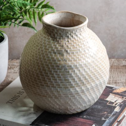 William Cream Ball Vase Large