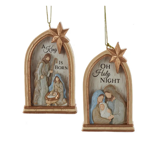 Window Arch Shaped Nativity Ornaments, 2 styles