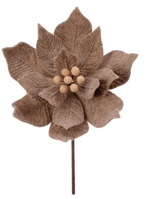 Felt Poinsettia, Taupe