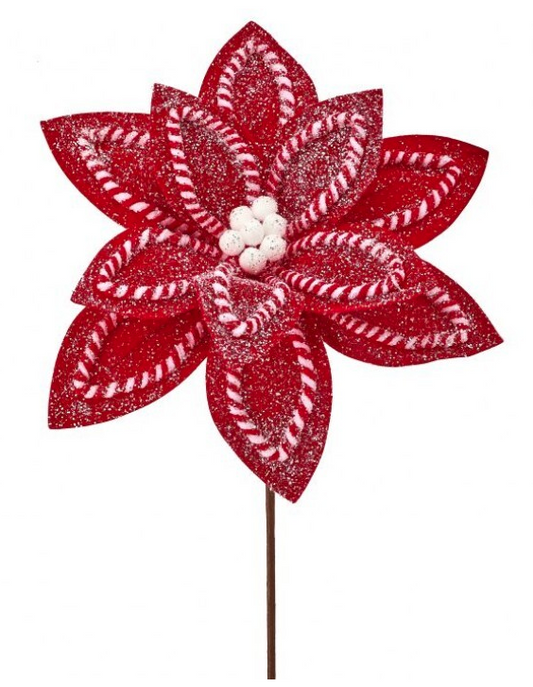 Sugar and Spice Poinsettia Stem, Red