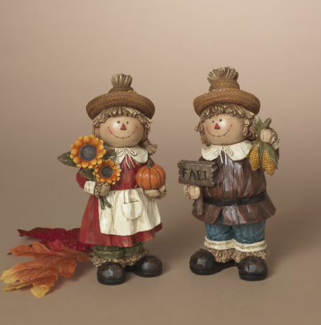 Resin Harvest Scarecrow Figurine, 2 styles