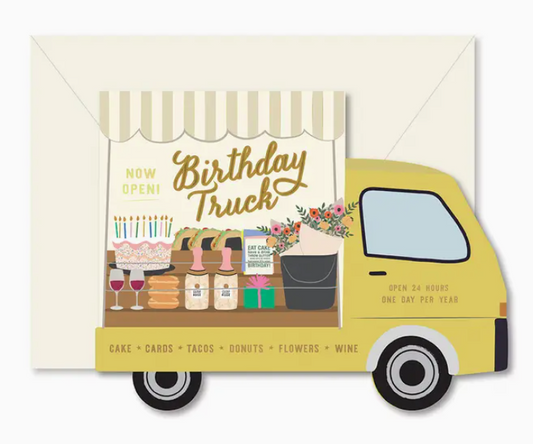 Birthday Truck Die-Cut Folded Greeting Card
