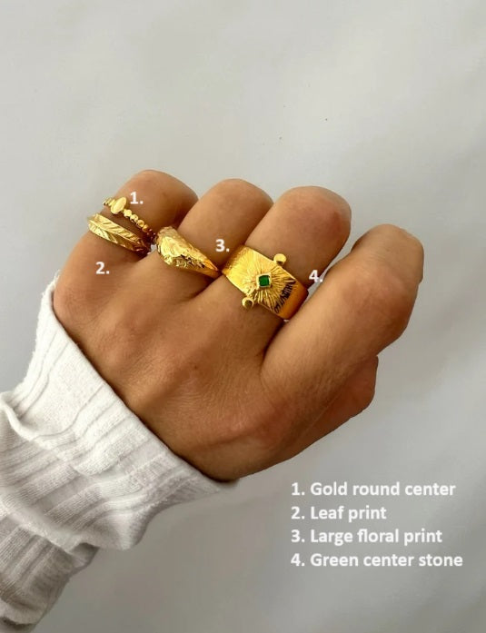 Green Stone Stackable Rings, 4 styles