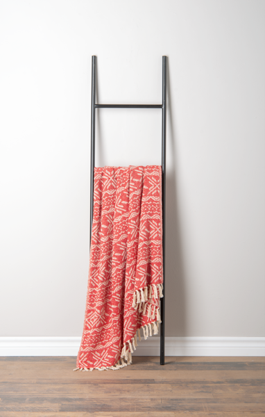 Red & Natural Snowflake Woven Throw