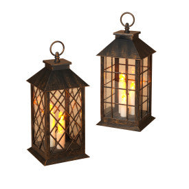 Lighted Lantern w/ candle, 2 styles