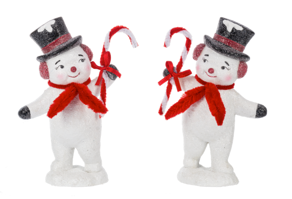 Vintage Snowman w/Candy Cane Figurines, 2 styles
