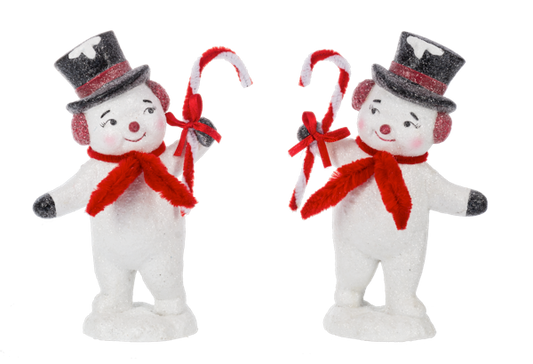 Vintage Snowman w/Candy Cane Figurines, 2 styles