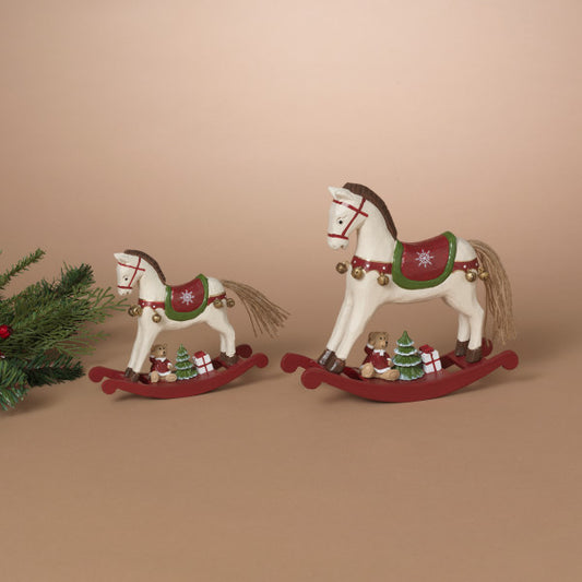 Holiday Hand Carved Rocking Horse, 2 sizes