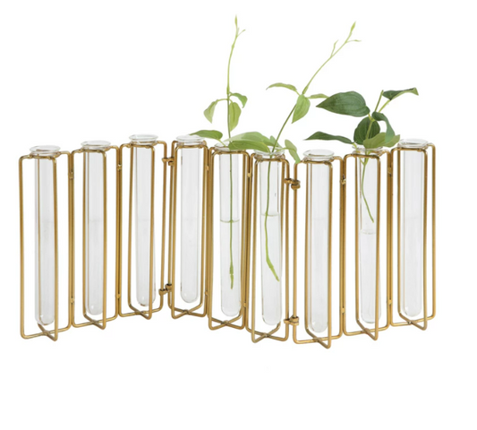 Stacey Gold Metal and Glass Jointed Vase