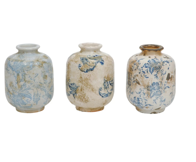Penelope Short Blue Vases, 3 styles