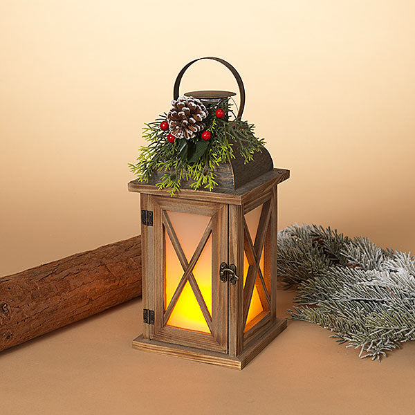 Wood and Metal Fire Glow Lantern