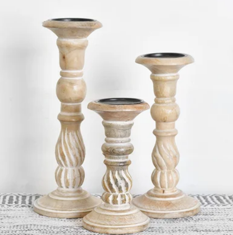 Jared Swirl Carved Candle Holder, 3 sizes