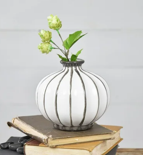 Katie Gray and White Ball Vase, 2 styles