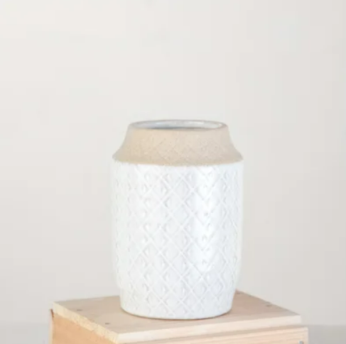 Kaia White and Beige Vase