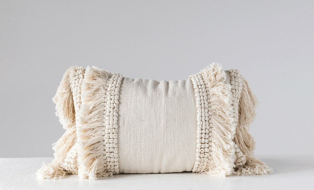 Laney Cream Tassel Lumbar Pillow - Urban Farmhouse Market